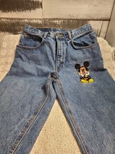 Vintage 90's Disney Denim Mickey Mouse Embroidered Jeans Women Size L 30x32"