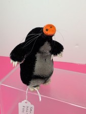 4" Vintage Steiff Germany Mole 1960's Black Gray Mohair Si2