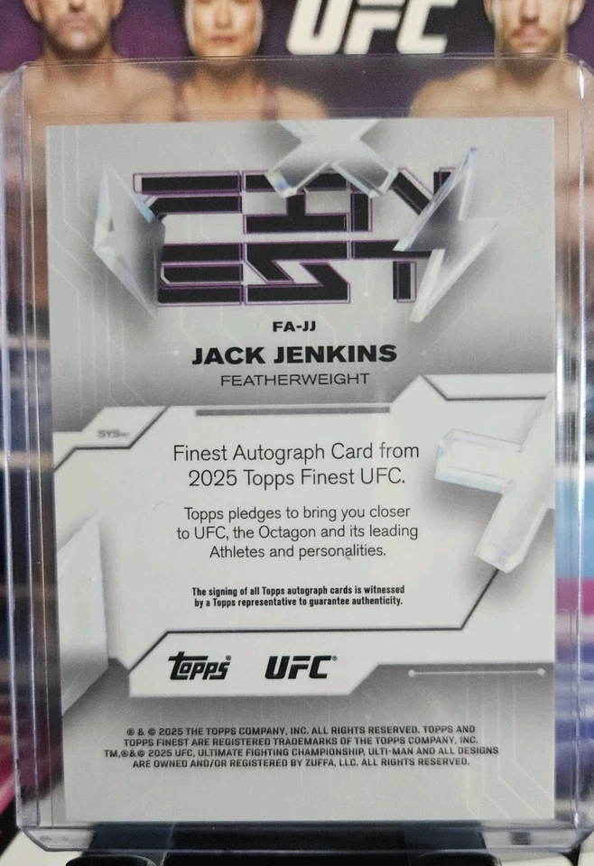 2025 Topps Finest UFC - Jack Jenkins - Finest Auto Red Refractor /5 - Image 2 of 3