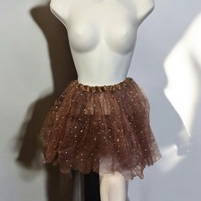 Brown Tulle Skirt with Gold Accents   One Size NWOT 