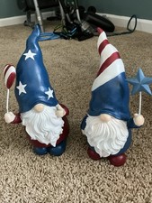 Set Of 2 Resin Patriotic Standing Gnomes