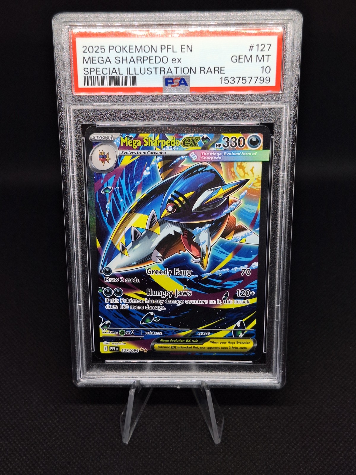 Pokémon Mega Sharpedo EX  Phantasmal Flames 127/094 SIR PSA 10