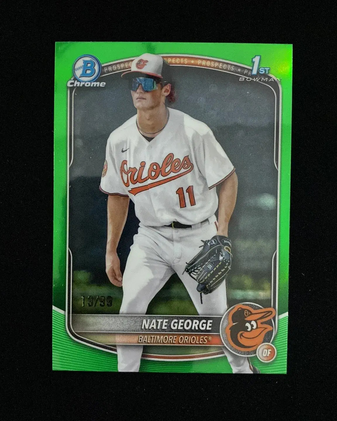 2025 Bowman Chrome Prospects Green #BCP-184 Nate George 1st 13/99 Orioles HD