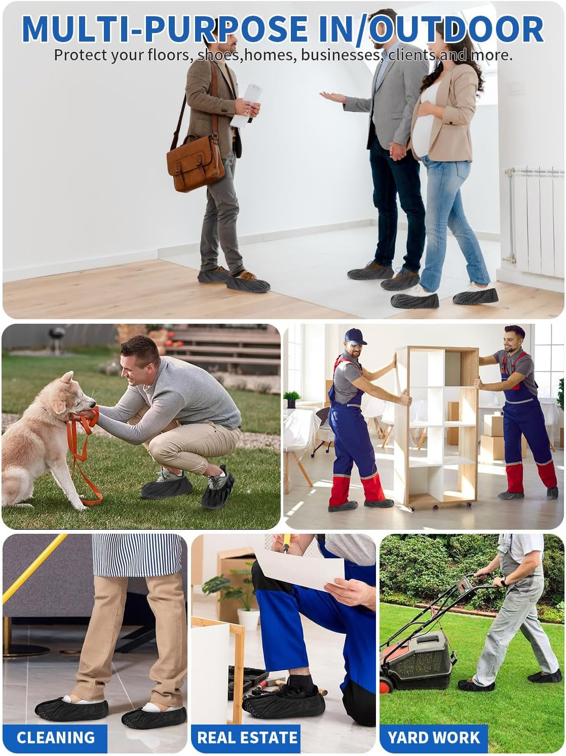 50 Pack XL Disposable Shoe Covers Non Slip Durable Boot Covers Black