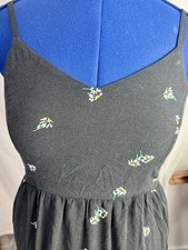 Old Navy Black Daisy Midi Dress | Women’s Large | Smocked Back Floral Sundress