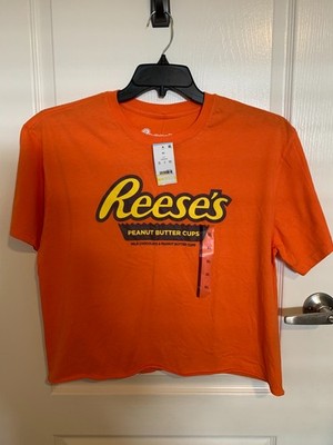 Reese's Cup Graphic Cropped Orange T-shirt, short sleeve, L or XL, NWT