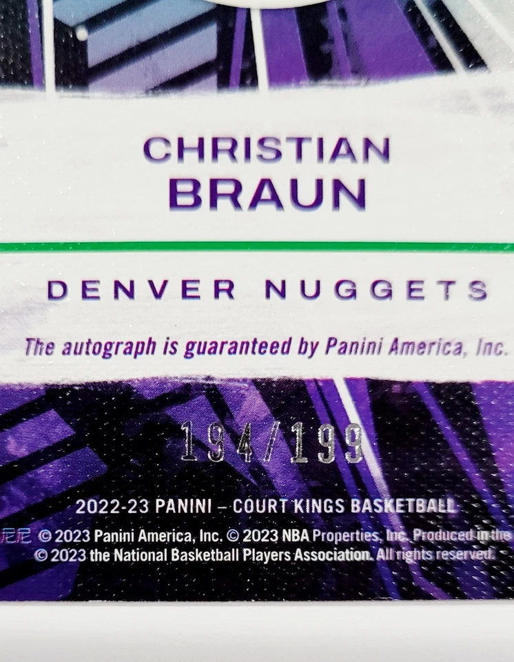 2022-23 Panini Court Kings Christian Braun RC Fresh Paint Auto /199 Denver - Image 3 of 3