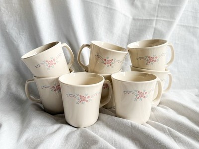 Vintage Corelle by Corning ENGLISH BREAKFAST Cup Mug Ivory w/ Pink & Blue 3.5 