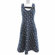 Prada Dress Sleeveless Total Pattern Mimore Long 38 Navy UO Used 36fdad815e759b3