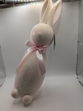 Way to Celebrate Light Pink Flocked Bunny Easter Decor 16" NEW WITH TAG