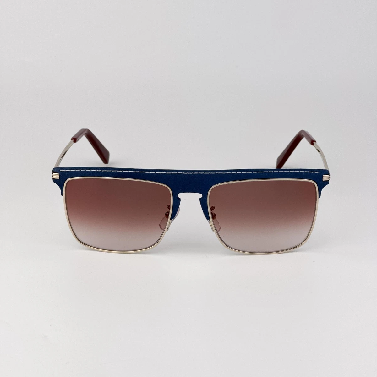Loewe Men Sunglasses Gold Blue Leather Brown Gradient Square LW40006U 33G Loewe Men Sunglasses Square LW40006U 33G NEW AUTHENTIC main image 2