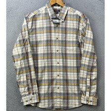 NEW Eddie Bauer Mens Large Shirt Button Down Gray Plaid Favorit Vintage Relaxed