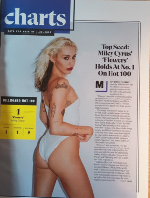 MILEY CYRUS Flowers ORIGINAL (UNFRAMED) 2023 magazine PROMO AD ~ 10 x 13