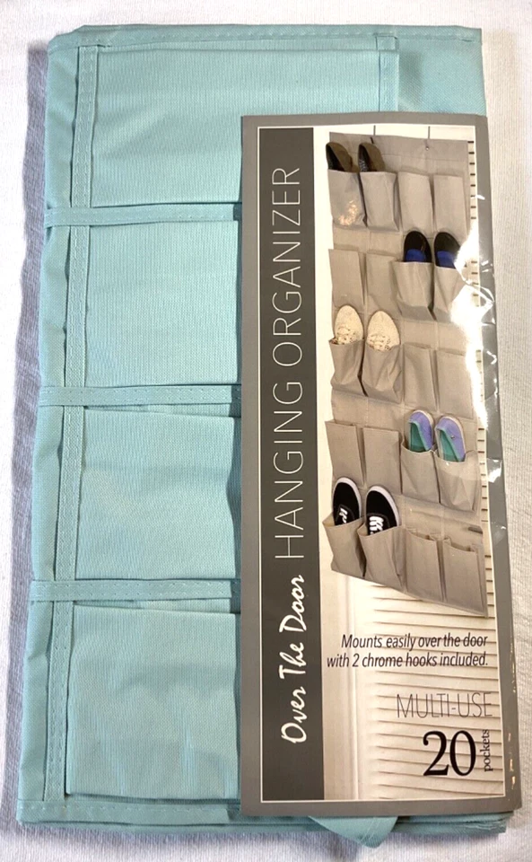 ORGANIZADOR DE ZAPATOS RAYMOND WAITES SOBRE LA PUERTA AQUA 20 bolsillos nip Foto 2 de 2