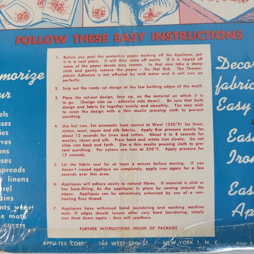 Vintage 1953 Vogart BABY LEOPARDEN Stoffapplikationen zum Aufbügeln neu in Verpackung - Bild 7 von 9
