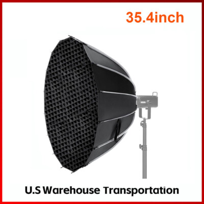 US Triopo 35.4inch/90cm Parabolic Softbox Quick Set up with Diffusers/Honeycomb