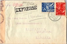 1942 Netherlands Sittard first Flight Postcard Cover to Belgium Hoegarden
