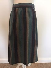 Vintage Wool Skirt 1970S Chequers Size 13/14 Striped Union Made in USA FAST SHIP