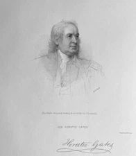 HORATIO GATES BATTLE SARATOGA SURRENDER BURGOYNE ~ 1857 Art Print Engraving RARE