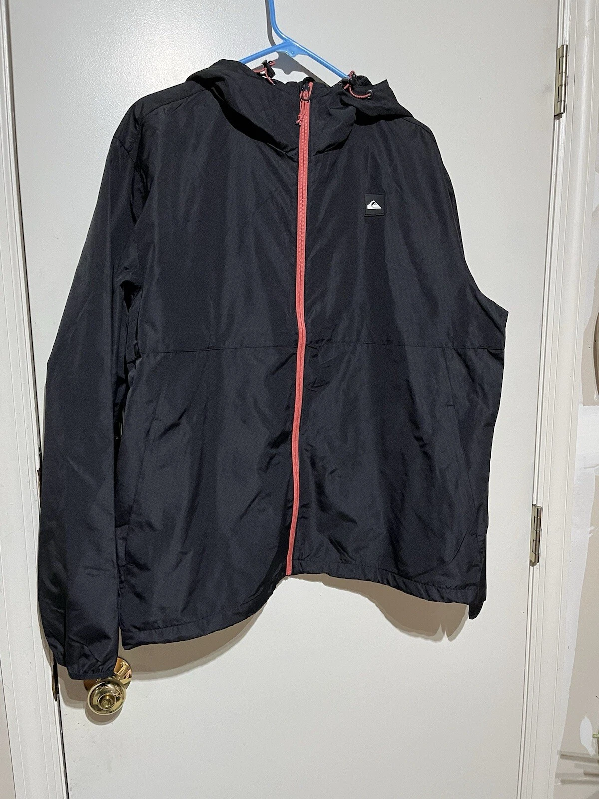 Quiksilver Men’s Black Packable Windbreaker Hoodie Size XL NEW With Tags