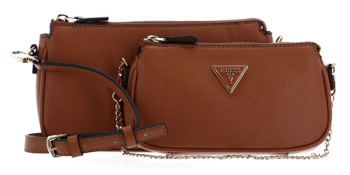 GUESS Noelle Double Pouch Crossbody Umhängetasche Tasche Light 