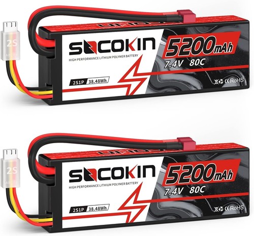 2S 5200mAh 80C 7,4V Lipo Akku mit Hardcase Deans Stecker für RC Evader BX Auto +