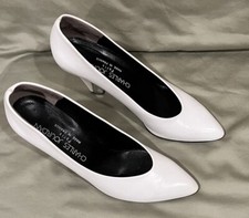 VINTAGE CHARLES JOURDAN White Leather High Heels SZ 8M NEW Brides Wedding Classy