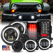 For Jeep Wrangler Jk 7 Halo Led Headlights Tail Lights Fog Turn Lamps Combo Kit