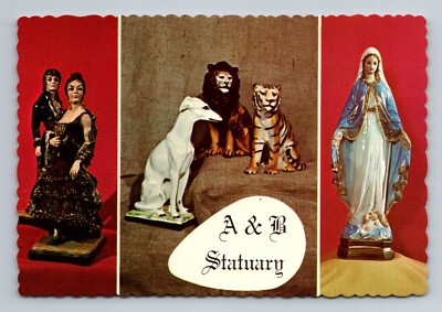 A & B Statuary Collectible Figurines Postcard Vintage Ridgewood New York Views
