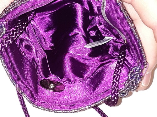 VALERIE STEVENS Vintage EMBROIDERED BEADED Crossbody PURSE Bag FRINGE Bottom ๐ - Picture 9 of 12