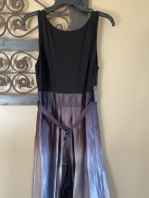 SLNY Ombrè Satin Woven Gown Sleeveless Black Size 12