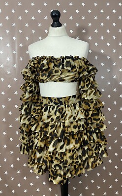 Moda Minx Leopard Print Frilly Top And Skirt Outfit