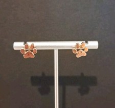 Gold Plated Dog Paw Print Stud Pair Of Earings