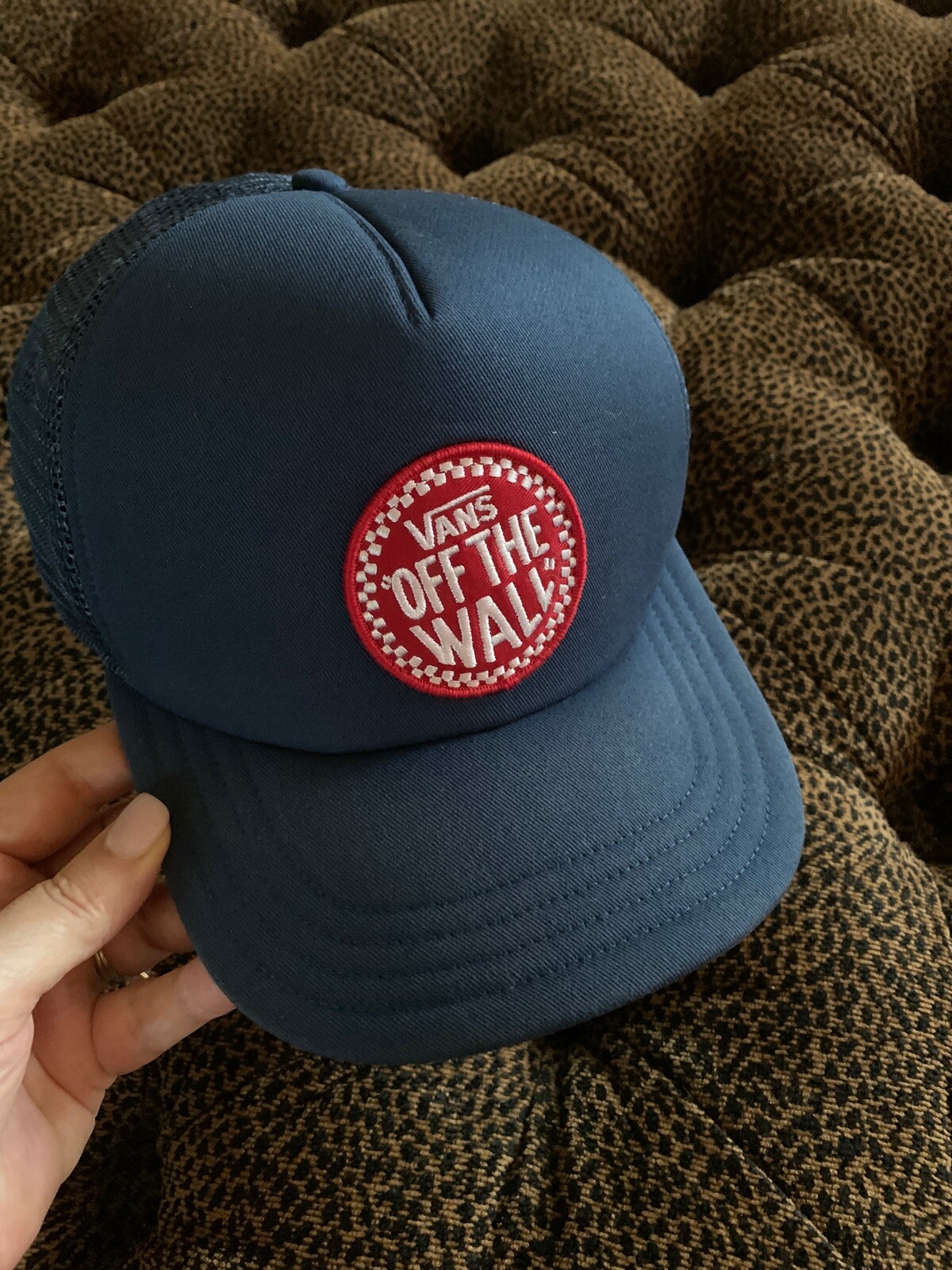 Vans FOREVER PATCH Snapback Hat Navy Red Cap OFF … - image 1