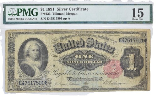 さぁページ① 1891 $1 Silver Certificate Martha FR-223 PMG 65 EPQ | eBay