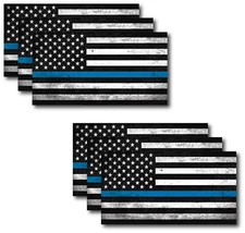 6pk Police Officer Thin Blue Line American Flag decal sticker Window Truck
