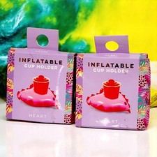 Inflatable Heart Drink Float Cup Holder Pool Spa Beach Summer Party