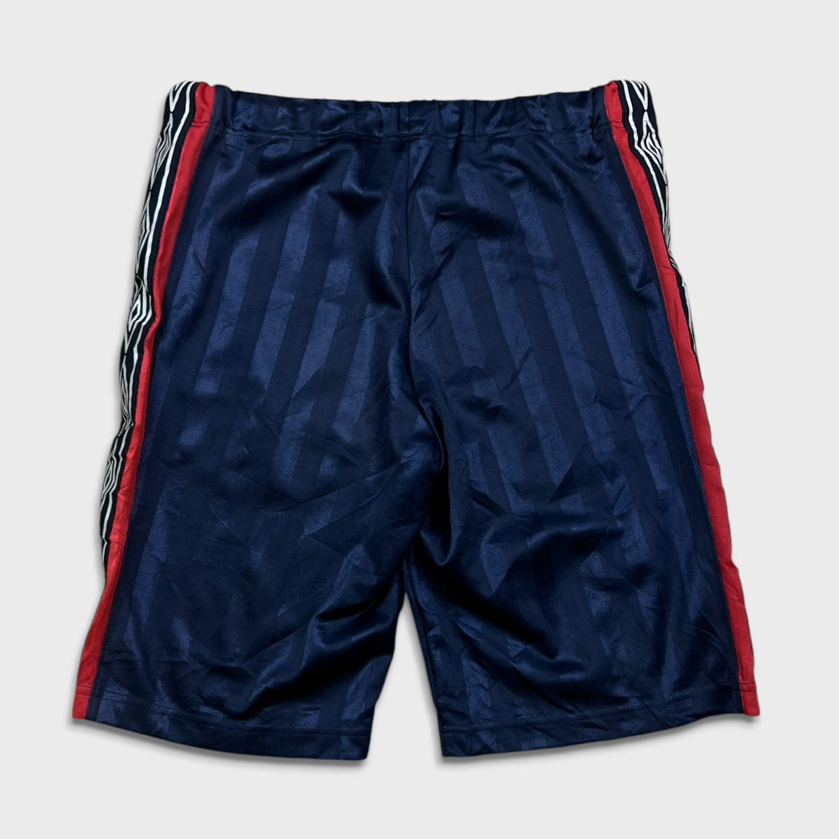 Umbro x Descente Shorts Mens Medium Blue Striped Side Tape