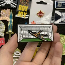 Creative football goalkeeper catches the ball Metal lapel badge pin brooch