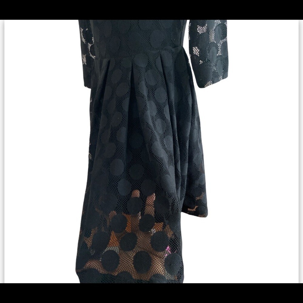 h&m sheer polka dot dress NWT H&M Sheer Black Polka Dot Button-Front Puff Long Sleeve Dress Size M