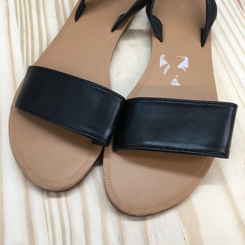Sandalias planas Forever 21 para mujer 6 sin cordones negras marrones imitación cuero Foto 4 de 4