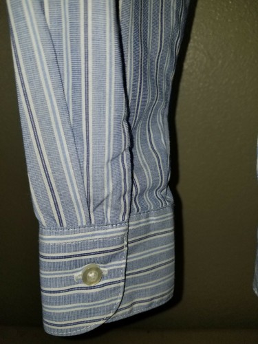 Nice Boys Blue Striped IZOD Size M 10-12 Button Down Shirt Cotton/Polyester - Picture 7 of 10