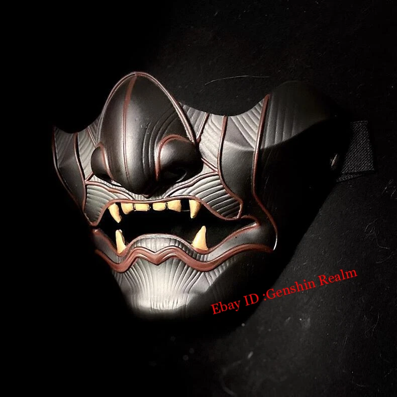 Japanese Hannya Half Face Mask Demon Oni Samurai Noh Kabuki Prajna Devil Masks - Image 2 of 4