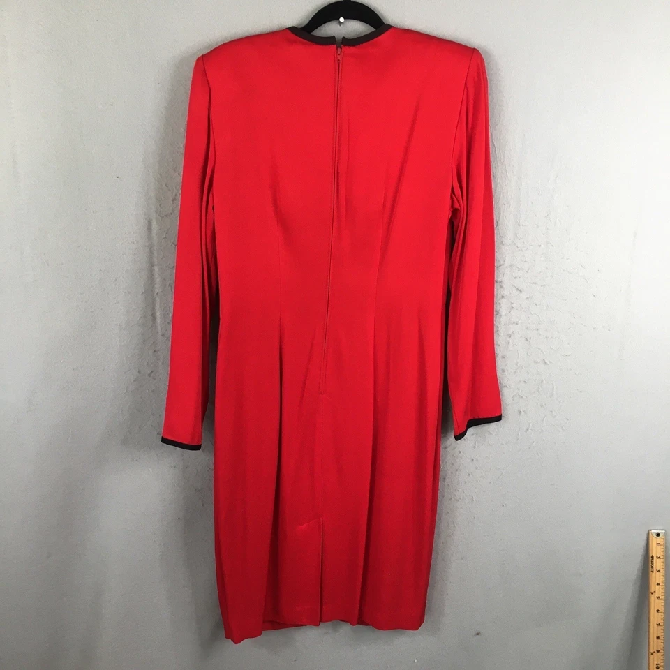 Vestido Vintage Danny & Nicole Mujer 10 Rojo Negro Marinero Años 80 Preppy Old Money Foto 3 de 4