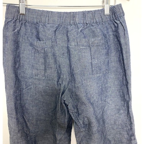 New York & Co Chambray Pull-On Leinen Baumwollmischung weites Bein Kordelzug Hose XS - Bild 5 von 10