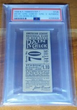 Lou Gehrig ☆Wins 2nd MVP☆ Clinches 3rd & FINAL HR Crown☆ 1936 Yankees Ticket PSA