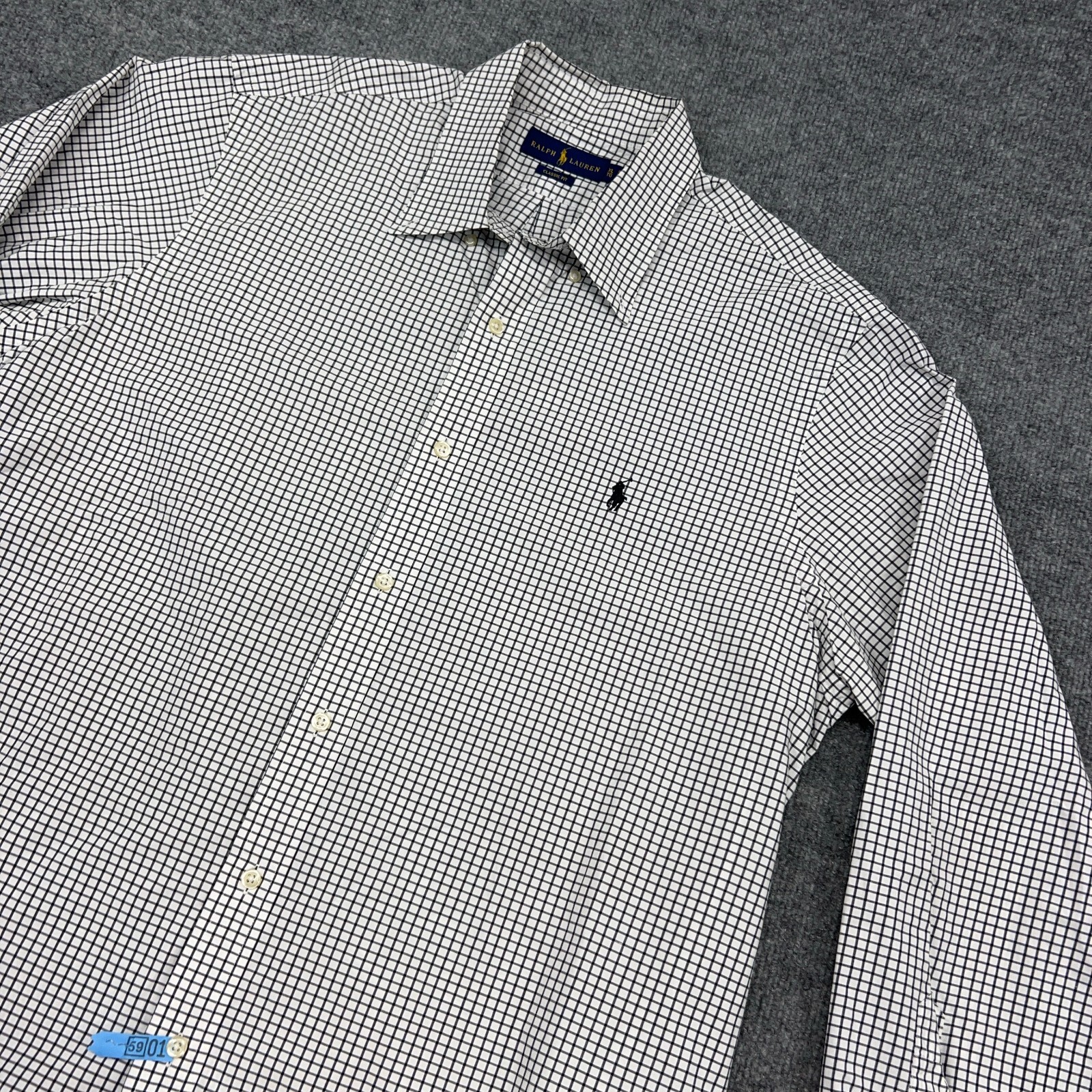 Polo Ralph Lauren Shirt Mens XL White Black Check Pony Classic Fit Button Up
