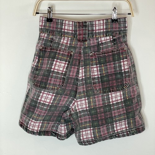 VTG Y2 K High Waist Plaid Denim Shorts Grunge Skate Preppy SZ 5 - Picture 2 of 12
