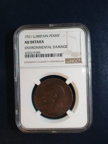 1921 Great Britain Penny NGC AU 1P Coin PRICED TO SELL QUICKLY!!