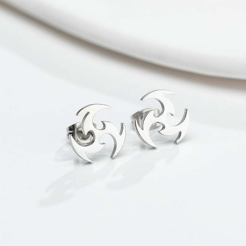 Ninja Star Stud Earrings for Women - Edgy Punk Fashion Jewelry  -image